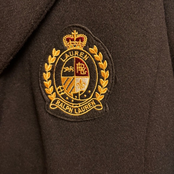 NWT Ralph Lauren Crest-Patch Wool-Blend Coat Size 12 Black - Picture 4 of 11